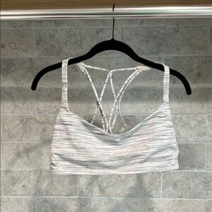 Lululemon Free To Be Wild Gray and White Strappy Sports Bra